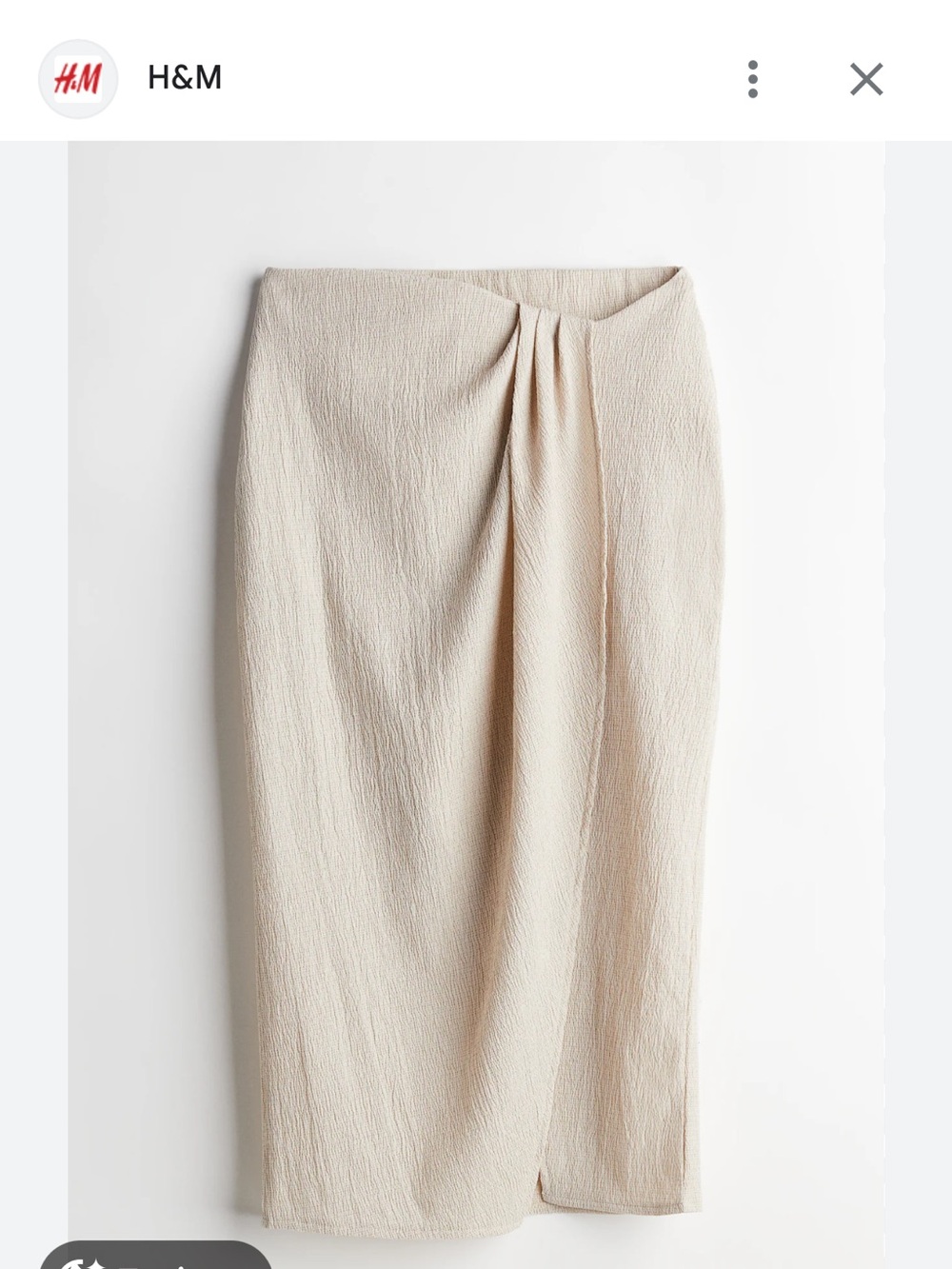 H&M Cream Textured Pencil Skirt